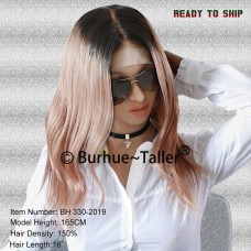 Ready To Ship 2T Rose Gold Hair color style human hair full lace wig (Medium Cap Size）